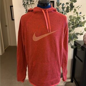 Nike Dri-FIT Hoodie Sweatshirt Large Red/Orange Swoosh Pullover